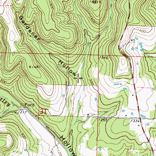 Topographic Map of Gardener Hollow, MO