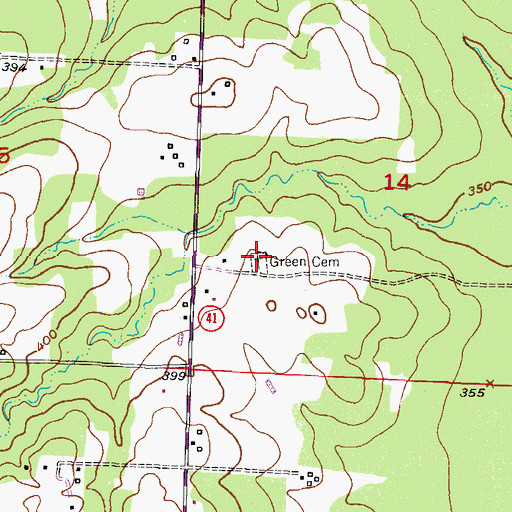 Topographic Map of Green Cemetery, AR