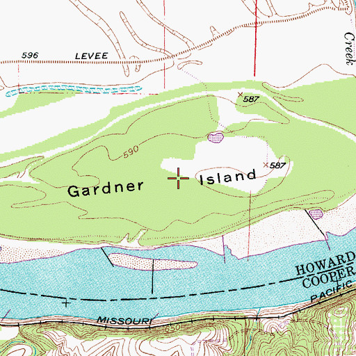 Topographic Map of Gardner Island, MO