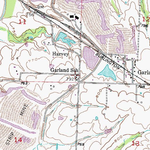 Topographic Map of Garland School (historical), MO