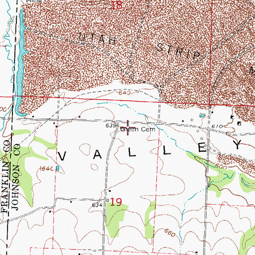 Topographic Map of Green Cemetery, AR