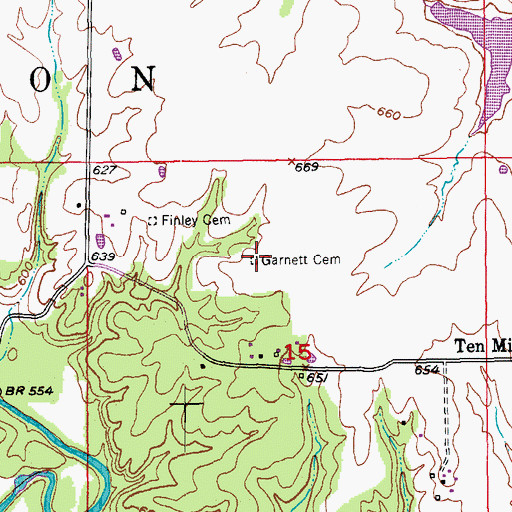 Topographic Map of Garnett Cemetery, MO