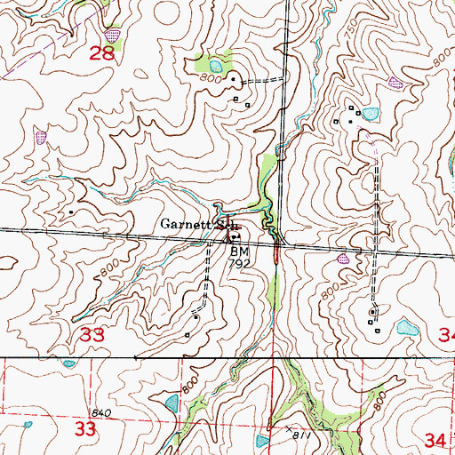 Topographic Map of Garnett School (historical), MO