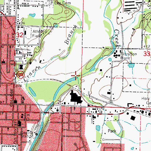Topographic Map of Greenbrier Creek, AR