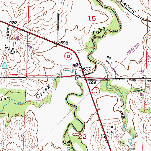 Topographic Map of Garrison Creek, MO