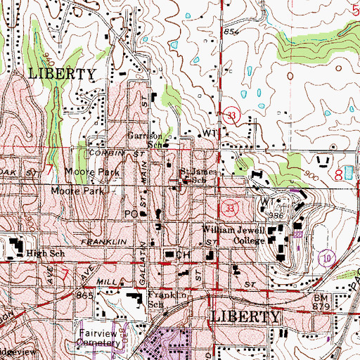 Topographic Map of Garrison School, MO