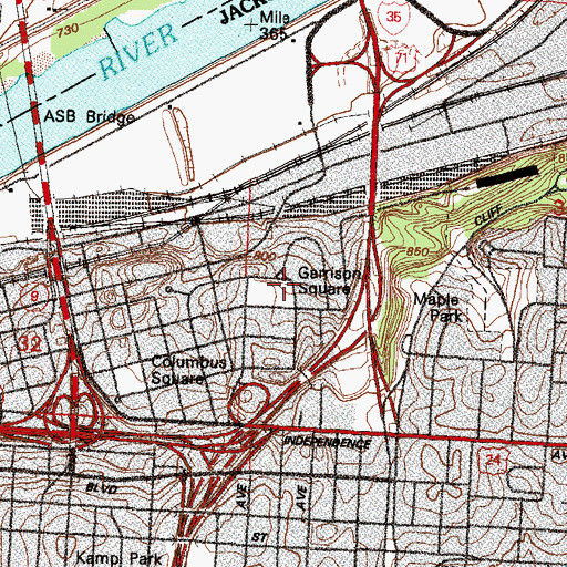 Topographic Map of Garrison Square, MO