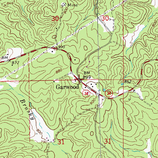 Topographic Map of Garwood, MO