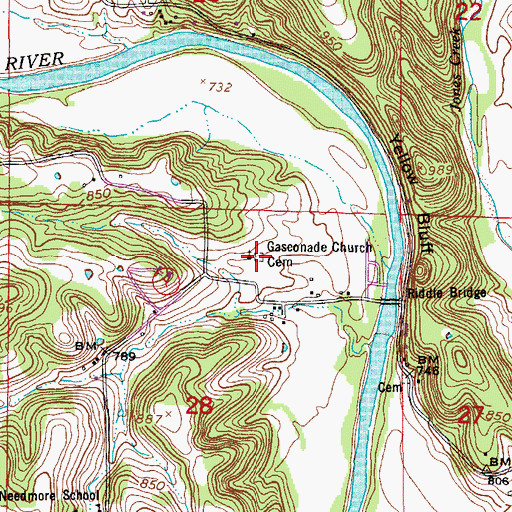 Topographic Map of Gasconade Church Cemetery, MO