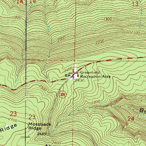 Topographic Map of Greenfield Recreation Area, AR