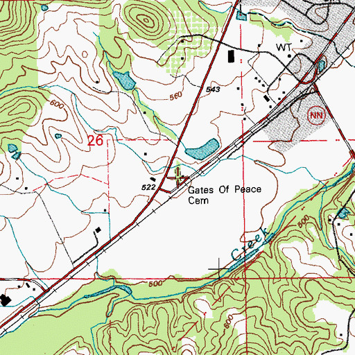 Topographic Map of Gates of Peace Cemetery, MO