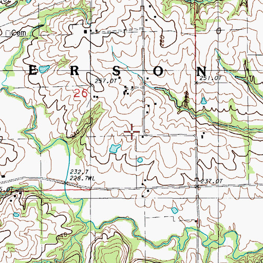 Topographic Map of Gees School, MO