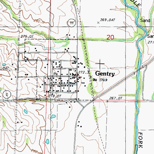 Topographic Map of Gentry, MO