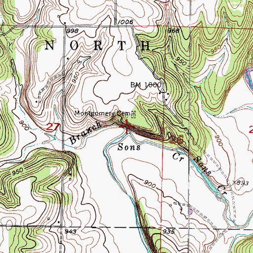 Topographic Map of Gentry Branch, MO