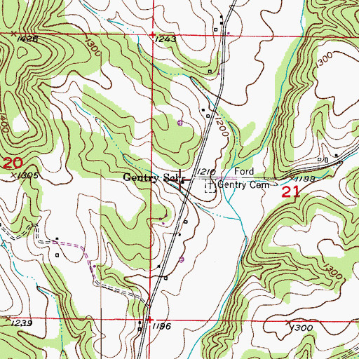 Topographic Map of Gentry School, MO