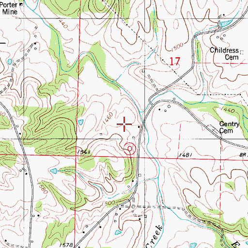 Topographic Map of Gentry School, MO