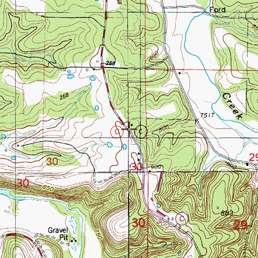 Topographic Map of George School, MO