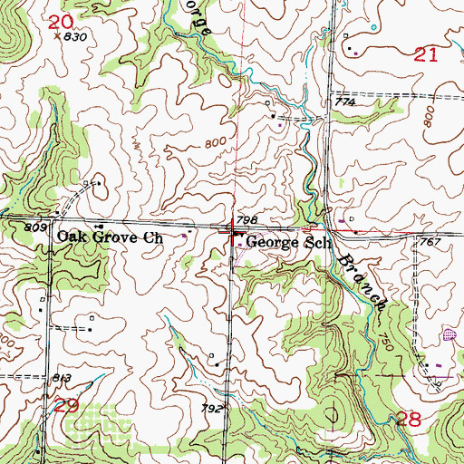 Topographic Map of George School (historical), MO