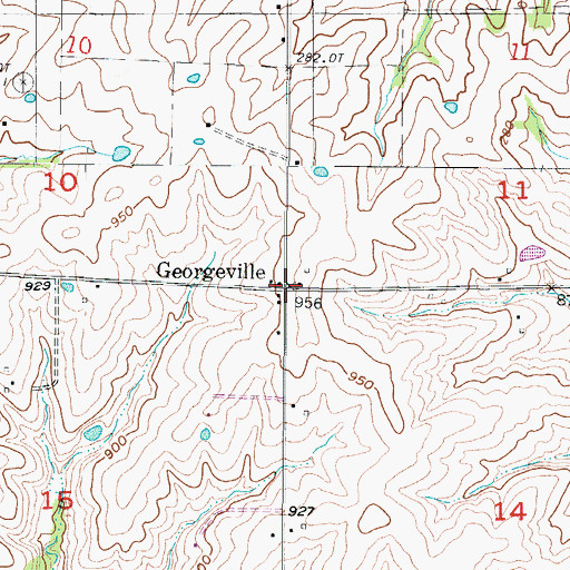 Topographic Map of Georgeville, MO