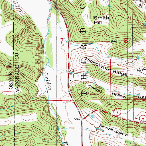 Topographic Map of Gerloff Hollow, MO