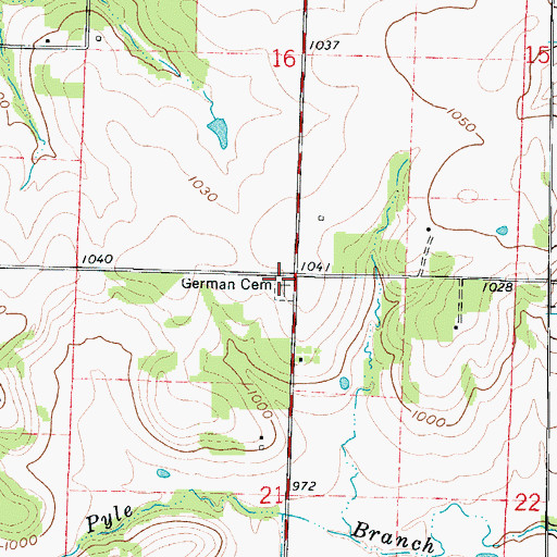 Topographic Map of German Cemetery, MO