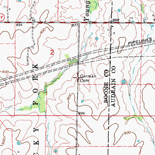 Topographic Map of German Cemetery, MO