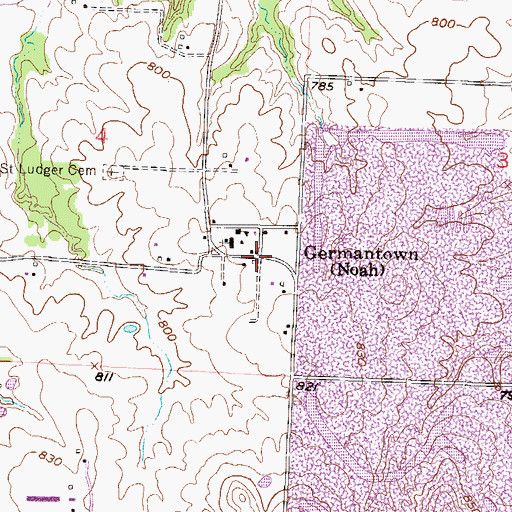 Topographic Map of Germantown, MO