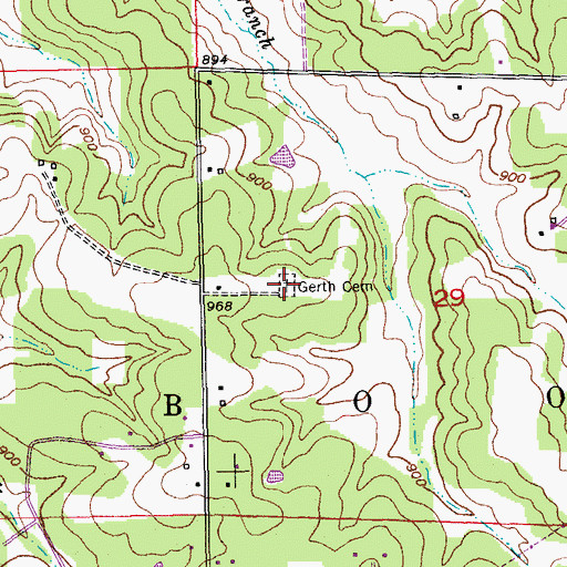 Topographic Map of Gerth Cemetery, MO