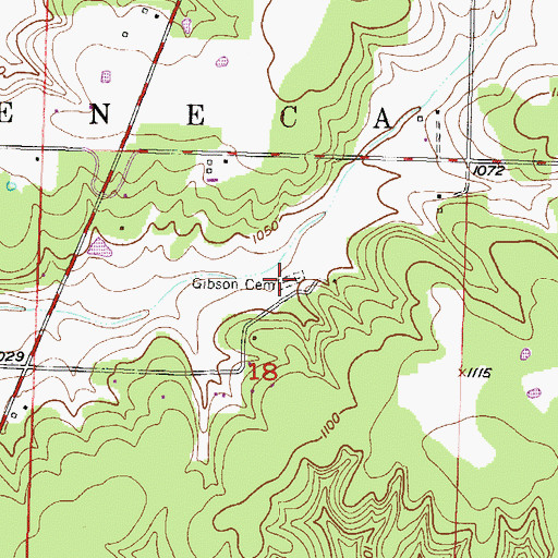 Topographic Map of Gibson Cemetery, MO