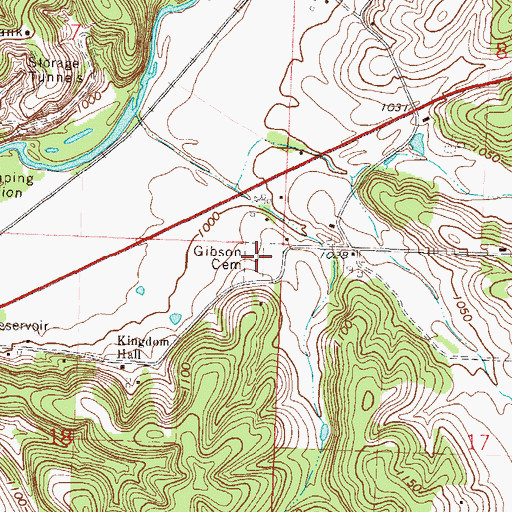 Topographic Map of Gibson Cemetery, MO