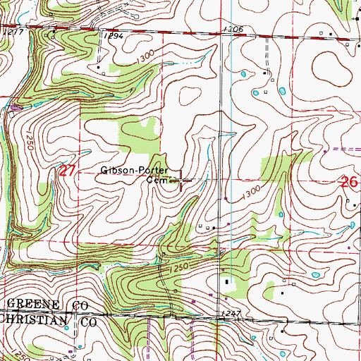 Topographic Map of Gibson-Porter Cemetery, MO