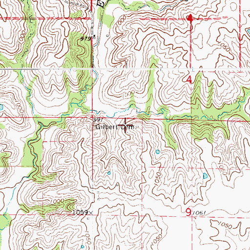 Topographic Map of Gilbert Cemetery, MO