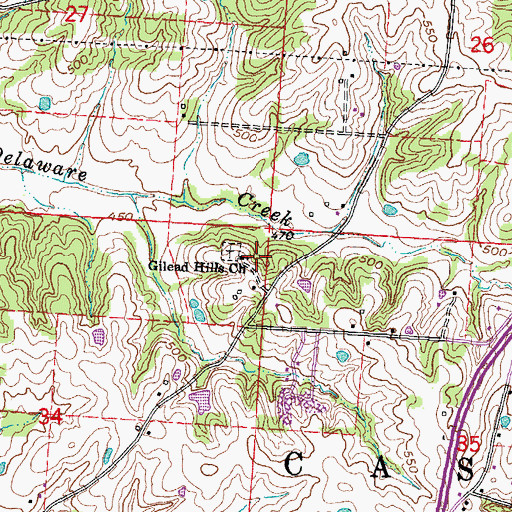 Topographic Map of Gilead Hills Church, MO