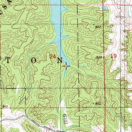 Topographic Map of Gill Branch, MO