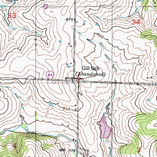 Topographic Map of Gill School (historical), MO