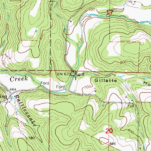 Topographic Map of Gillette Hollow, MO