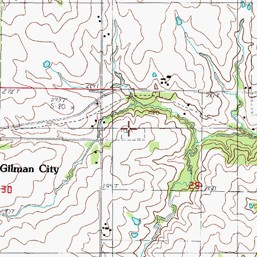 Topographic Map of Gilman Cemetery, MO