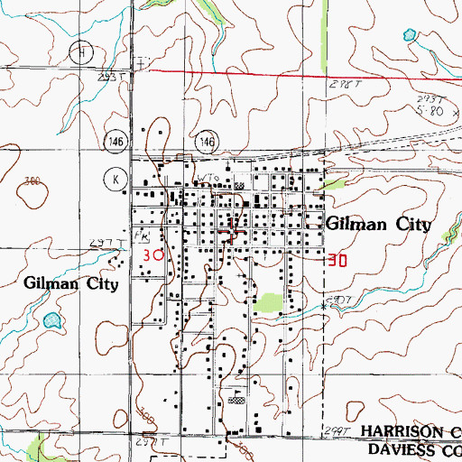 Topographic Map of Gilman City, MO