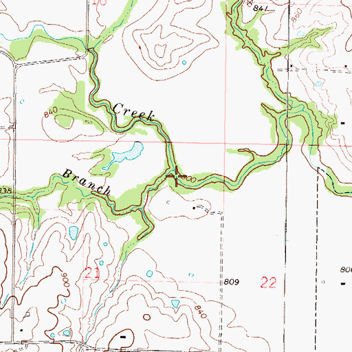 Topographic Map of Gilmore Branch, MO