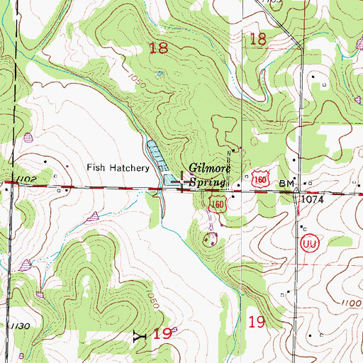 Topographic Map of Gilmore Spring, MO