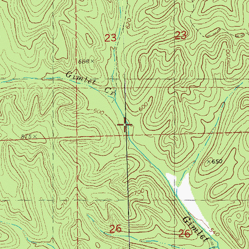 Topographic Map of Gimlet Creek, MO