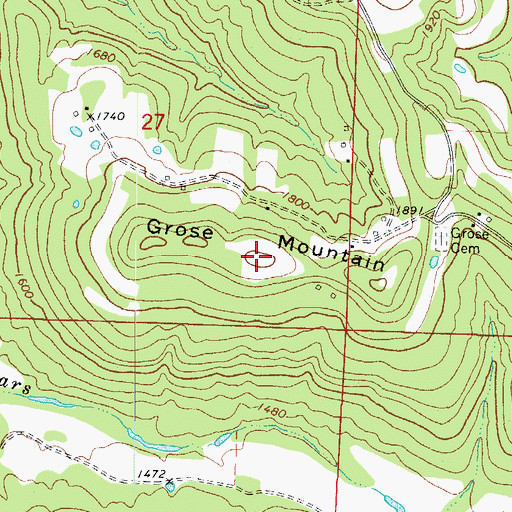 Topographic Map of Grose Mountain, AR