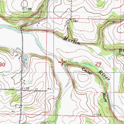 Topographic Map of Givins Branch, MO