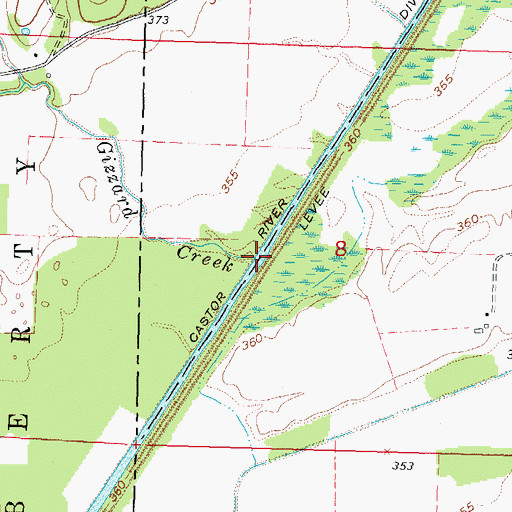 Topographic Map of Gizzard Creek, MO