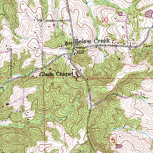 Topographic Map of Glade Chapel, MO