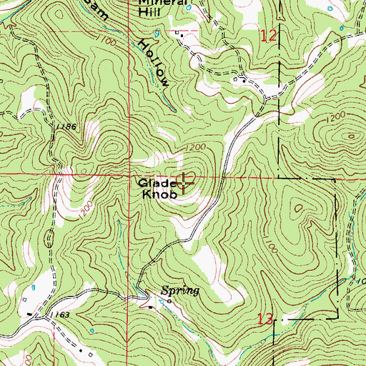Topographic Map of Glade Knob, MO