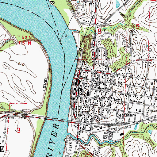 Topographic Map of Glasgow, MO
