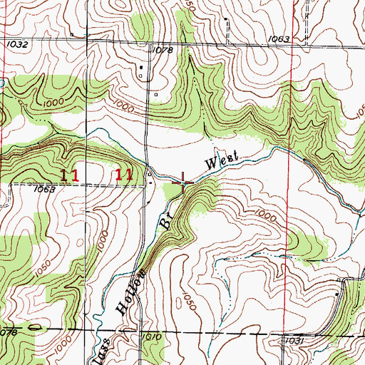 Topographic Map of Glass Hollow Branch, MO
