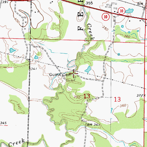 Topographic Map of Guinn Cemetery, AR