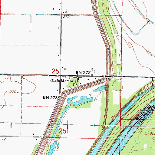 Topographic Map of Glass Memorial Church, MO